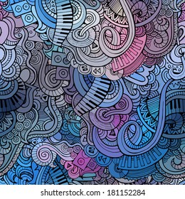 Abstract decorative doodles music seamless pattern