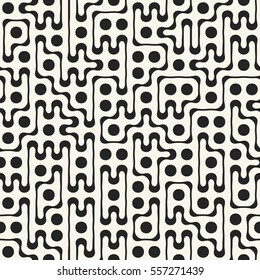 Abstract decorative dotted textured puzzle motif. Seamless pattern.