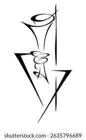 abstract decorative element in black lines, logo, sign; graphic design