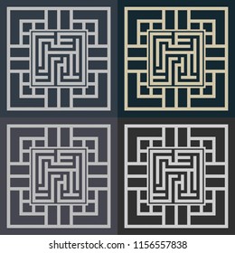 Abstract decorative element in the form of a maze. Labyrinth vector icon.