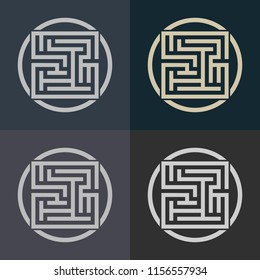Abstract decorative element in the form of a maze. Labyrinth vector icon.