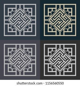 Abstract decorative element in the form of a maze. Labyrinth vector icon.