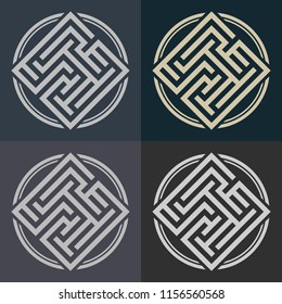 Abstract decorative element in the form of a maze. Labyrinth vector icon.