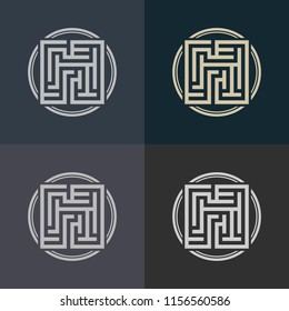 Abstract decorative element in the form of a maze. Labyrinth vector icon.