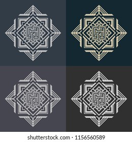 Abstract decorative element in the form of a maze. Labyrinth vector icon.