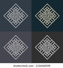 Abstract decorative element in the form of a maze. Labyrinth vector icon.