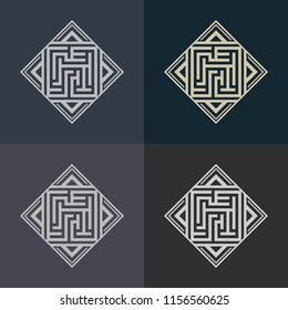 Abstract decorative element in the form of a maze. Labyrinth vector icon.