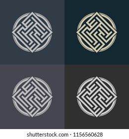 Abstract decorative element in the form of a maze. Labyrinth vector icon.