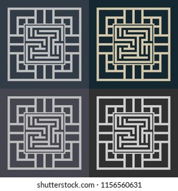 Abstract decorative element in the form of a maze. Labyrinth vector icon.
