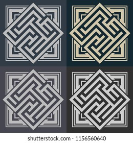 Abstract decorative element in the form of a maze. Labyrinth vector icon.