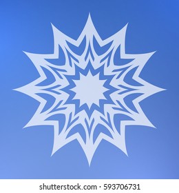 Abstract decorative element on a blue background. Star.