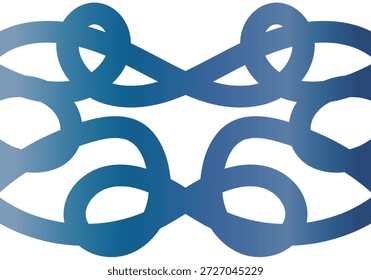 Abstractas elemento decorativo de líneas curvas azules simétricamente entrelazadas