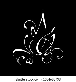 abstract decorative element in white lines on black background