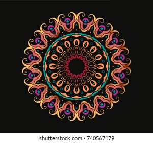 abstract decorative elements color pattern lace mandala on a dark background