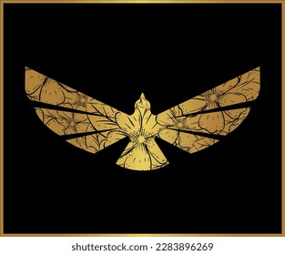 Abstract decorative falcon wings vector illustration, Isolated a black background.