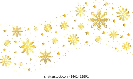 Abstract decorative festive golden snowflakes illustration.