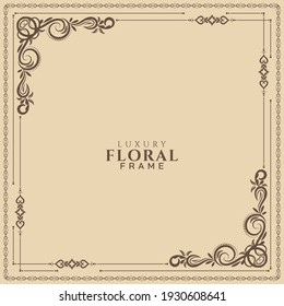 Abstract decorative floral frame elegant background vector