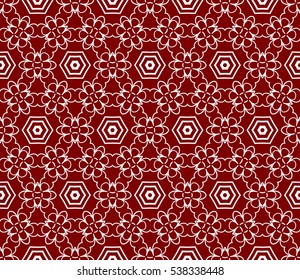 abstract decorative floral geometric ornament. red and silver color. seamless vector illustration. template for wallpaper, invitation, card