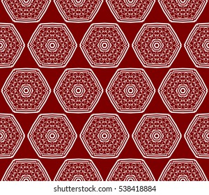 abstract decorative floral geometric ornament. red and silver color. seamless vector illustration. template for wallpaper, invitation, card
