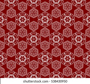 abstract decorative floral geometric ornament. red and silver color. seamless vector illustration. template for wallpaper, invitation, card