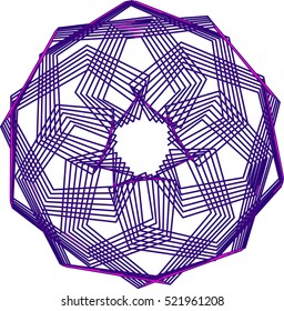 Abstract decorative floral spirograph circular element. Vector shape.