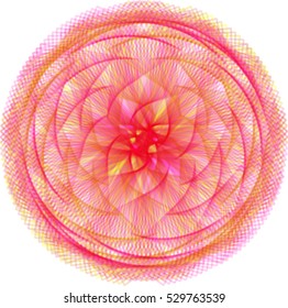 Abstract decorative floral spirograph circular element. Vector shape.