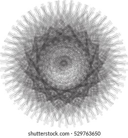 Abstract decorative floral spirograph circular element. Vector shape.