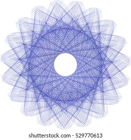 Abstract decorative floral spirograph circular element. Vector shape. 