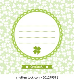 Abstract decorative flower background with clover, shamrocks and place for your text for design