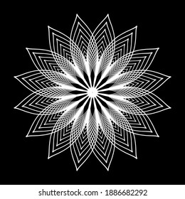 Abstract decorative flower. Geometric circle pattern. Vector art.