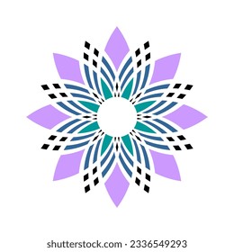 Abstract Decorative Flower Icon. Radial Rosette Pattern. Vector Art..