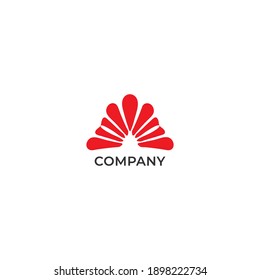Abstrakte Design-Vorlage für Blumen-Logo einzeln auf weißem Hintergrund.Rotes Licht, aufgehende Sonne, Sonnenaufgang, Radianzenergie Vektorgrafik