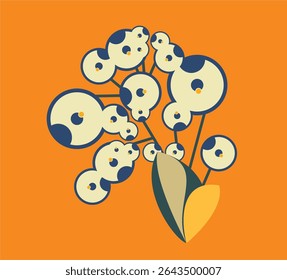 Flor decorativa abstrata sobre um fundo laranja