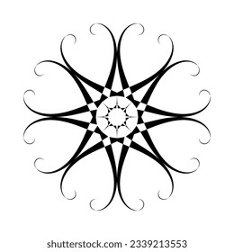 Abstract Decorative Flower Rosette Icon. Floral Element for Design. Vector Art.