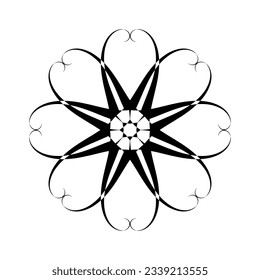 Abstract Decorative Flower Rosette Icon. Floral Element for Design. Vector Art.