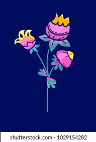 Abstract Decorative Flowers Vector Illustration. bouquet of decorative plants illustration
