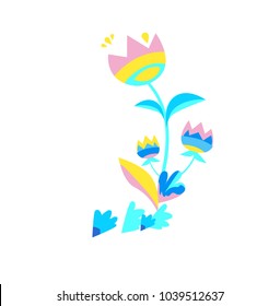 Abstract Decorative Flowers Vector Illustration.