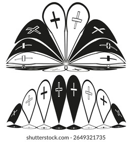 Abstract decorative forms. Black white stylized elements. Symmetrical ornate shapes. Vector elegant pattern.