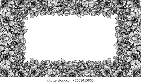 Abstractas marco decorativo adornado con numerosas gemas cristalizadas en un diseño texturizado en blanco y negro