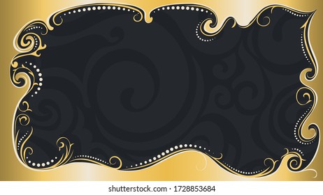 Abstract decorative frame with stylized swirls and floral design.