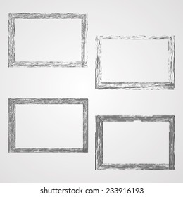 Abstract Decorative Frames in Grunge Style Isolated on White Background. Vector. 
