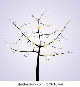 Abstract Decorative Frangipani Flowers on a Tree vector illustration