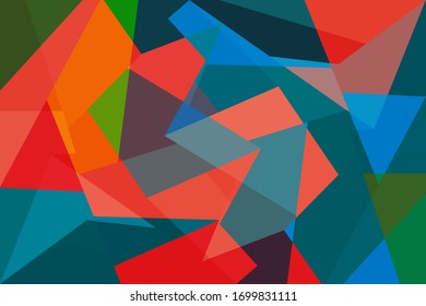 Abstract decorative geometric background in red-blue-green