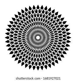 Elemento de diseño de círculo geométrico abstracto decorativo. Patrón de flechas. Arte vectorial.