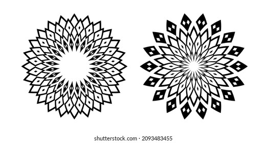 Abstract decorative geometric circle patterns. Vector art.