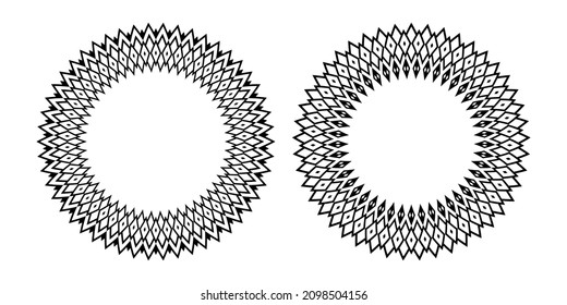 Abstract decorative geometric circle patterns for round frames. Vector art.