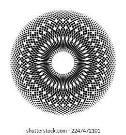 Abstract Decorative Geometric Circle Spherical Pattern. 3D Illusion. Vector Art.