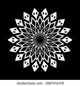 Resumen del patrón blanco de círculo geométrico decorativo sobre fondo negro. Arte vectorial.