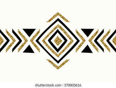 Abstract decorative geometric design in black and gold glitter. Modern poster, card, flyer, t-shirt, apparel design.