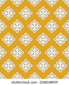 Abstract Decorative Geometric Diamonds Tile Style Interior Concept Cross Trendy Fashion Colors Perfect for Allover Fabric Print or Wrapping Paper Mustard Yellow Tones